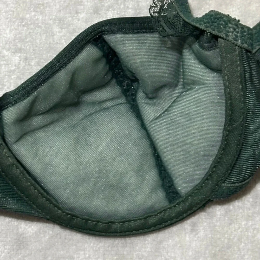 Vintage Self Expressions Maidenform Forest Green Underwire Lace Trim Bra 36A